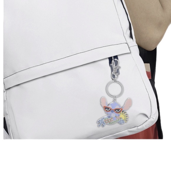 Disney Surfboard Stitch Keychain Bag Charm with Rhinestones NEW - Picture 3 of 6